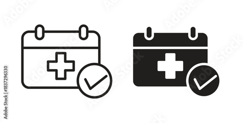 Appointment icons in filled, thin line, outline and strokes