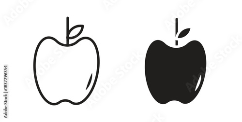 Apple icons in filled, thin line, outline and strokes