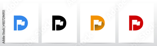 Flag Inside Letter Negative Space Initial Logo Design D