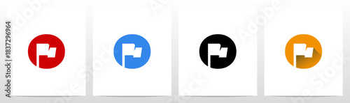 Flag Inside Letter Negative Space Initial Logo Design O