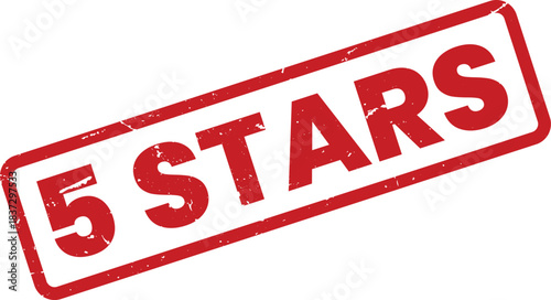 Five Stars Stamp: Red Grunge Rubber Stamp for Quality Rating and Customer Satisfaction. Excellent Service and Product Review, Best Choice Award Seal