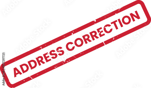 Address Correction Stamp: Grunge Red Rubber Stamp for Mail Delivery, Postal Service Updates, and Business Correspondence - Editable Vector Design