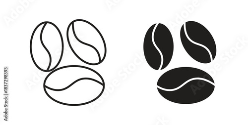 Coffee Bean icons in filled, thin line, outline and strokes