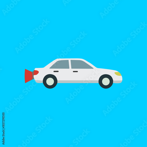 Car with Taill ight illuminated icon logo flat vector design