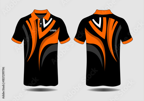 Stylish Black and Orange Sports Polo Shirt Design for Active Lifestyle Use