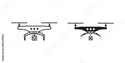 Drone icons in filled, thin line, outline and strokes