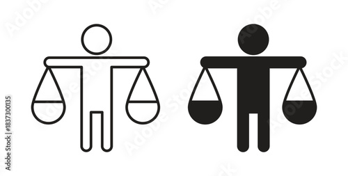 Ethics icons in filled, thin line, outline and strokes