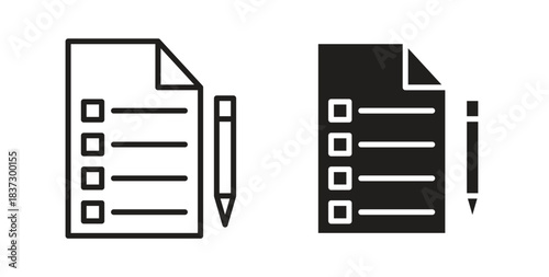 Exam icons in filled, thin line, outline and strokes