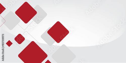 White background with abstract red grey square decoration. Vector illustration for modern presentation background, brochure design, business card background, website slider, landing page