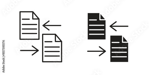 File transfer icons in filled, thin line, outline and strokes