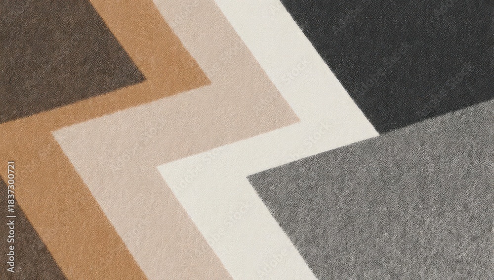 Fototapeta premium Abstract, geometric composition featuring layered paper in various muted, neutral tones, with a zigzag pattern