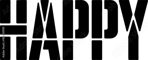 Black text happy on white background vector graphic happy text