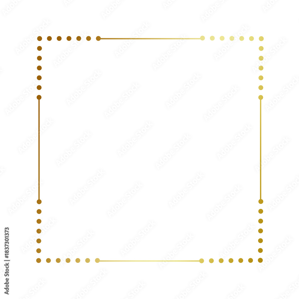 Obraz premium Gold gradient thin line with dotted square frame element..