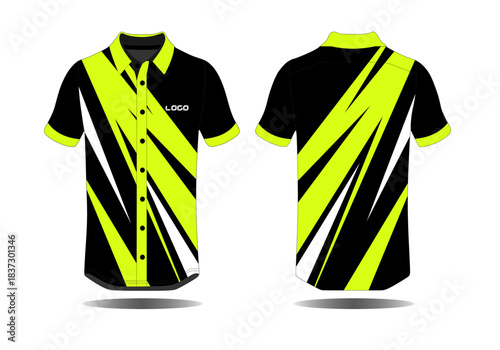 Vibrant Modern Athletic Shirt Design with Bold Stripes in Neon Yellow and Black