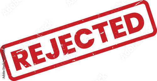 Red Rejected Stamp Vector Illustration: Grunge Rubber Stamp Effect for Document, Application, Project, or Proposal. Represents Denial and Refusal