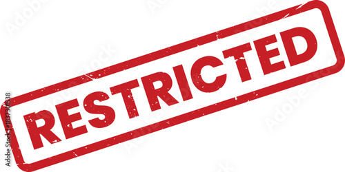Grunge Red Restricted Stamp Vector Illustration:  Access Denied, Confidential, Limited, Private, Security, Control, Prohibited, Forbidden Concept