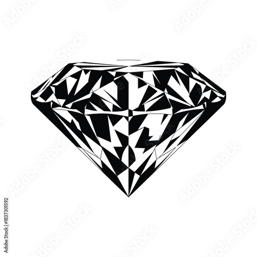 Black and white abstract geometric diamond shape graphic gemstone jewel