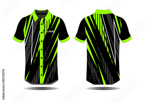 Stylish Black and Green Striped Sport Shirt Design for Activewear Collection