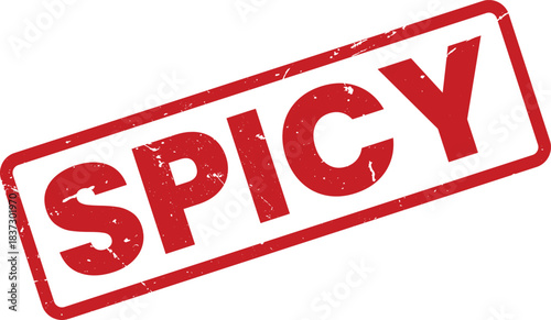 Red Spicy Stamp Vector Illustration for Food, Restaurant, and Culinary Concepts. Perfect for Hot Sauce, Spices, and Flavorful Cuisine Marketing.