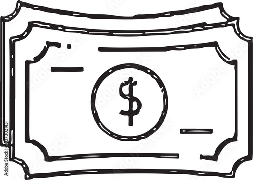 Line icons for currency notes, dollar and Stacked notes. Bank notes icon set for deposit, payment in outline style.
