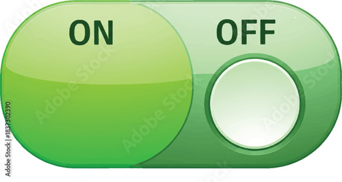 The image features a green toggle switch that visually indicates its current status.Victor Illustrator Design