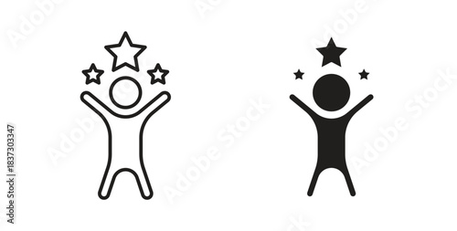 Success icons set isolated on white background flat vector illustration.