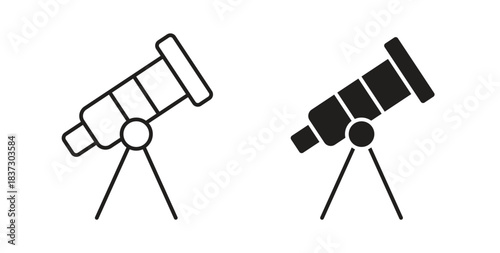 Telescope icons set isolated on white background flat vector illustration.