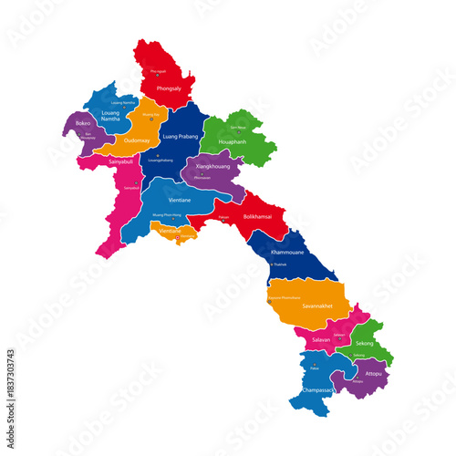 Laos Map is a map that displays geographical information of the Lao PDR to show the location, borders, provinces, cities, rivers and mountains.