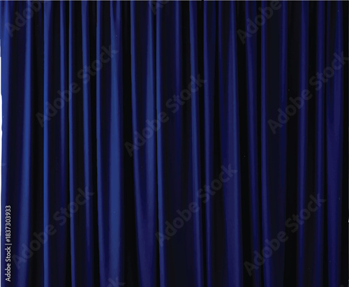 The image features a set of dark blue curtains that exude a sense of depth and formality. Their vertical arrangement emphasizes height,Victor Illustrator Design