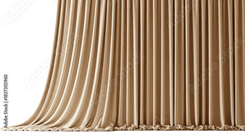 The image features a set of beige or light brown curtains that create a warm and inviting atmosphere.Victor Illustrator Design