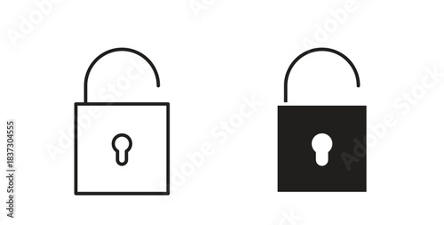 Unblocked icons set isolated on white background flat vector illustration.