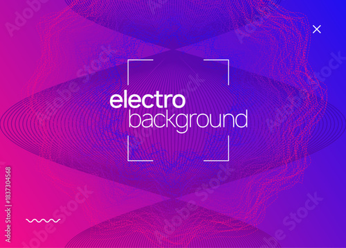 Dance Design. Dj Set. Blue Fest Background. Pink Night Club Flyer. Soundwave Radio Illustration. Edm Festival Graphic. Electro Cover. Violet Dance Design