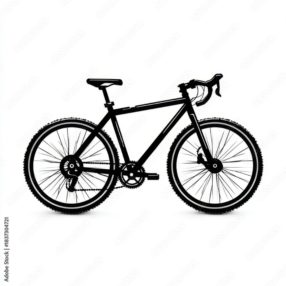 Obraz premium Silhouette illustration of a mountain bicycle in black color used for sport and transportation concept 