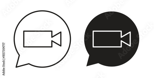 Video call icons set isolated on white background flat vector illustration.