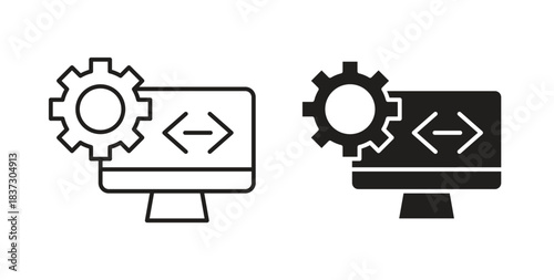 Web development icons set isolated on white background flat vector illustration.