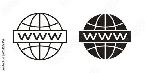 Website globe icons set isolated on white background flat vector illustration.