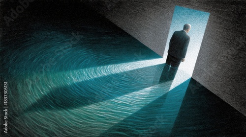 A conceptual scene illustrating uncertain feelings and hesitant emotional states.