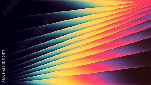 Vibrant sharp diagonal neon glowing gradients in retro VHS style. Vivid fusion of nostalgia and retrofuturism vibe inspired by cassette covers and synthwave dreams. Geometric background in retro color