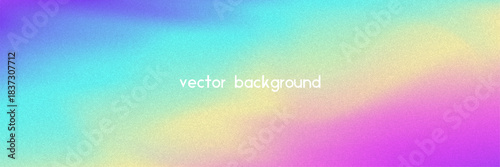 Noise Gradient Background. Abstract Grainy Bg In Pink, Purple And Blue Colors. Iridescent Hologram. Pearlescent Holographic Texture With Rainbow Foil. Old Movie Filter On Pastel Backdrop