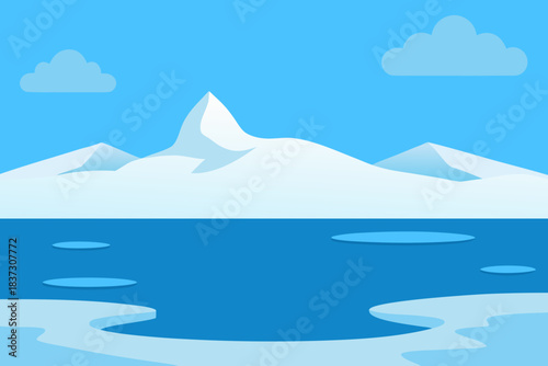 Arctic ice plains cartoon background simple vector illustration