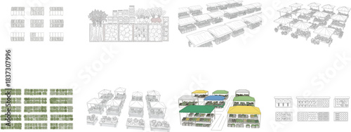 Outdoor Market Stalls And Vendor Booths With Tents