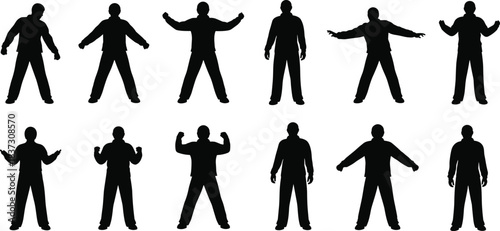 pose, silhouette, human, gesture, posture, figure, stance, movement, body, vector, black, white, standing, icon, anatomy