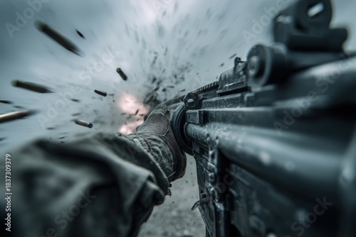 Machine Gunner Firing Bursts in Cinematic Modern Warfare Scene