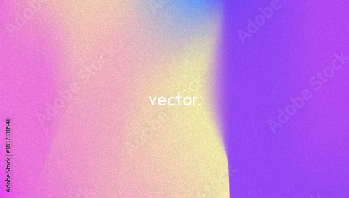 Noise Gradient Background. Abstract Grainy Bg In Pink, Purple And Blue Colors. Iridescent Hologram. Pearlescent Holographic Texture With Rainbow Foil. Old Movie Filter On Pastel Backdrop