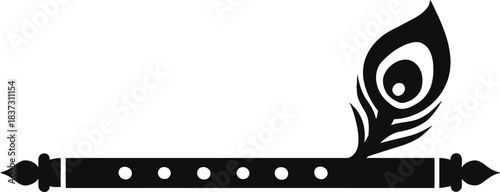 A traditional Indian flute adorned with a peacock feather, symbolizing cultural heritage and artistic expression.