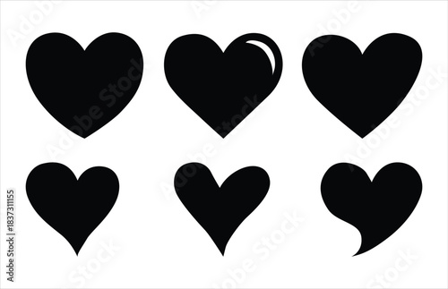 Heart vector design with black silhouette and white background.