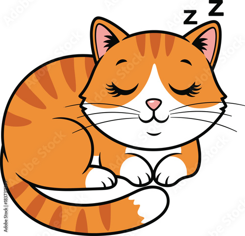 Cat sleeping cartoon tabby kitten animal rest