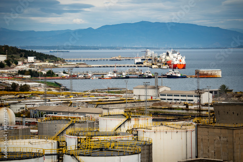 oil refinery plant in the port