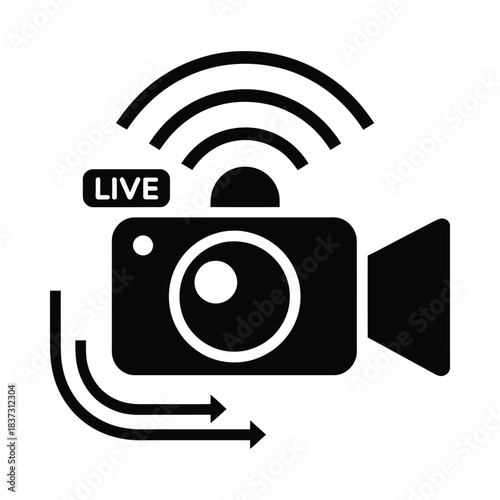 Live video streaming camera icon
