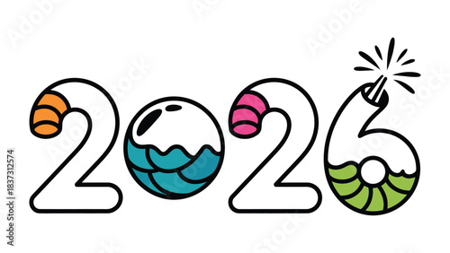 Vibrant 2026 Celebration: A cheerful and colorful display showcasing the year 2026, creatively designed to evoke a sense of anticipation and festivity.